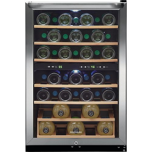 38-Bottle Wine Cooler with 2 Temperature Zones in Stainless Steel