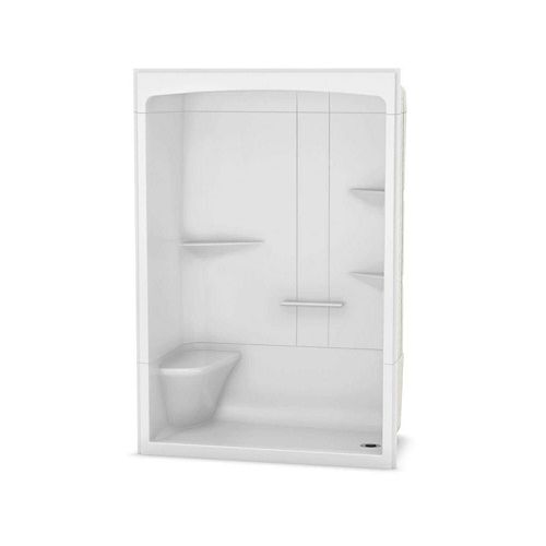 Camelia 60L x 34W x 88H Rectangular Alcove Shower Stall, Right-Drain with Left Seat in White, 3-Piece