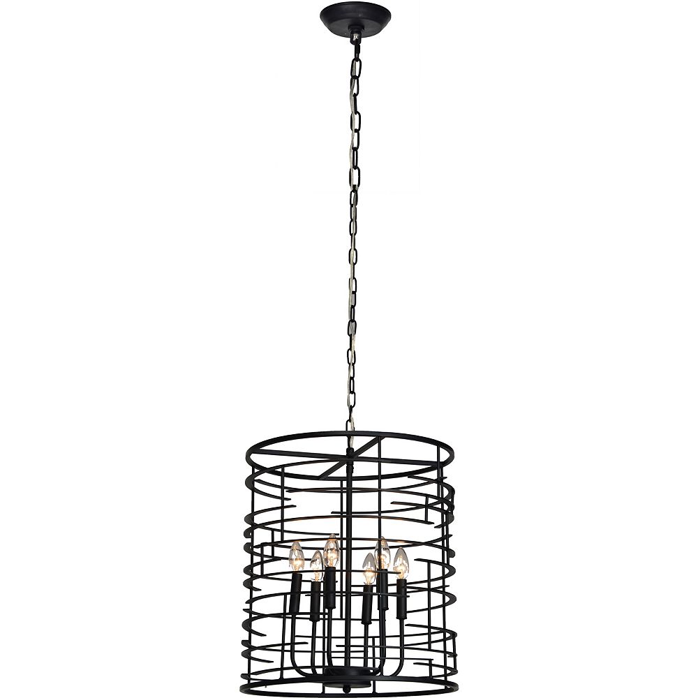 Notre Dame Design Hulton 6Light 60W Black Pendant The Home Depot Canada
