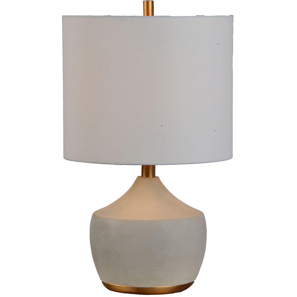Notre Dame Design Horme 12Inch Grey and Gold Table Lamp With Linen