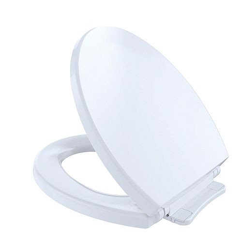 SoftCloseNon Slamming, Slow Close Round Toilet Seat and Lid,Cotton White