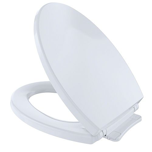 SoftClose Non Slamming, Slow Close Elongated Toilet Seat and Lid, Cotton White