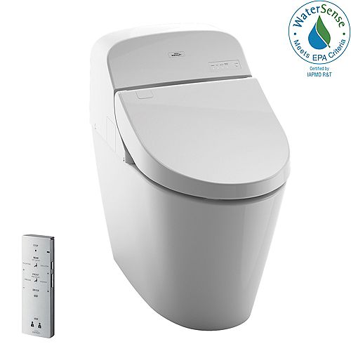 Washlet G400 Bidet Seat with Integrated Dual Flush 1.28 or 0.9 GPF Toilet w/Pre-mist, Cotton White