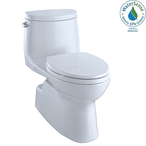 TOTO Carlyle II 1-Piece Elongated 1.28 GPF Universal Height Skirted Toilet, Cotton White