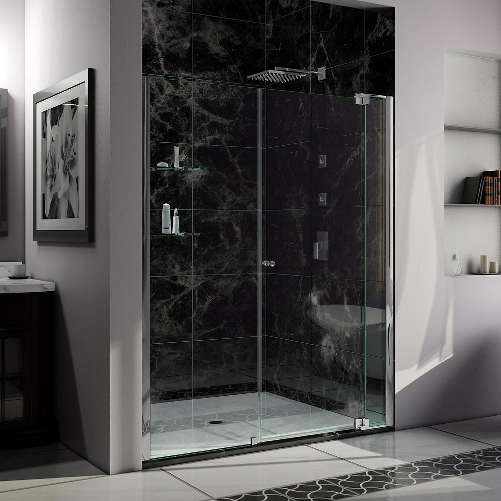 Dreamline Allure 61 62 Inch W X 73 Inch H Frameless Pivot Shower Door In Chrome The Home Depot Canada