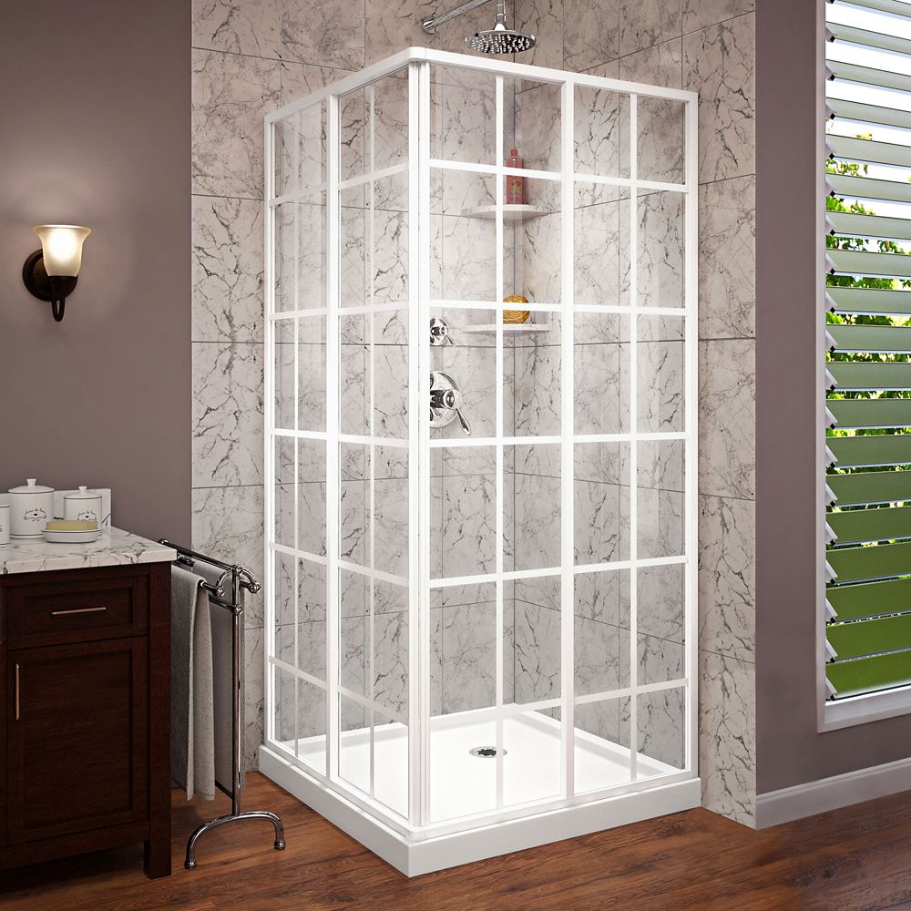 DreamLine French Corner 36 Inch D X 36 Inch W Shower Enclosure In White ...