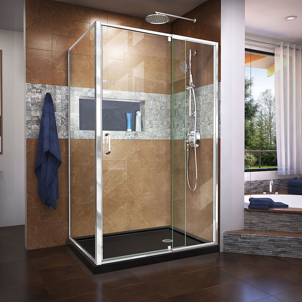 DreamLine Flex 36 inch D x 48 inch W x 74 3/4 inch H Shower Enclosure