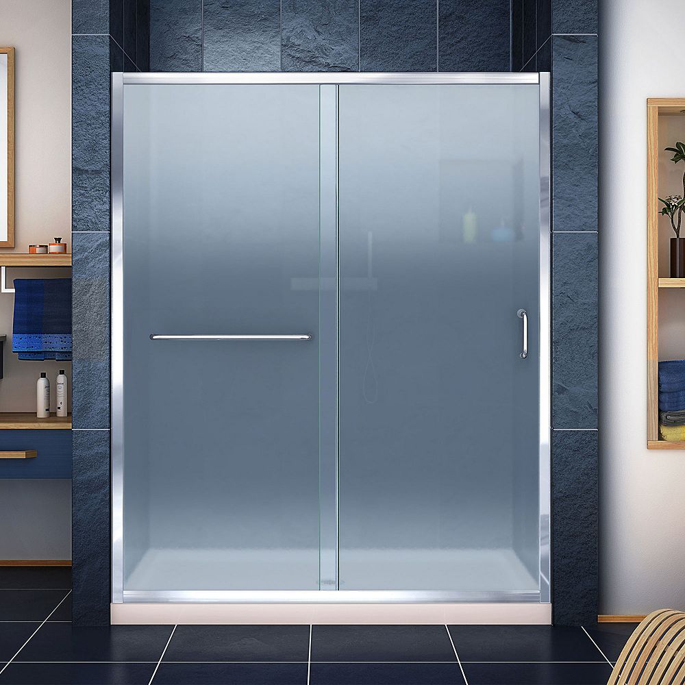 DreamLine InfinityZ 30 inch D x 60 inch W Frosted Shower Door in