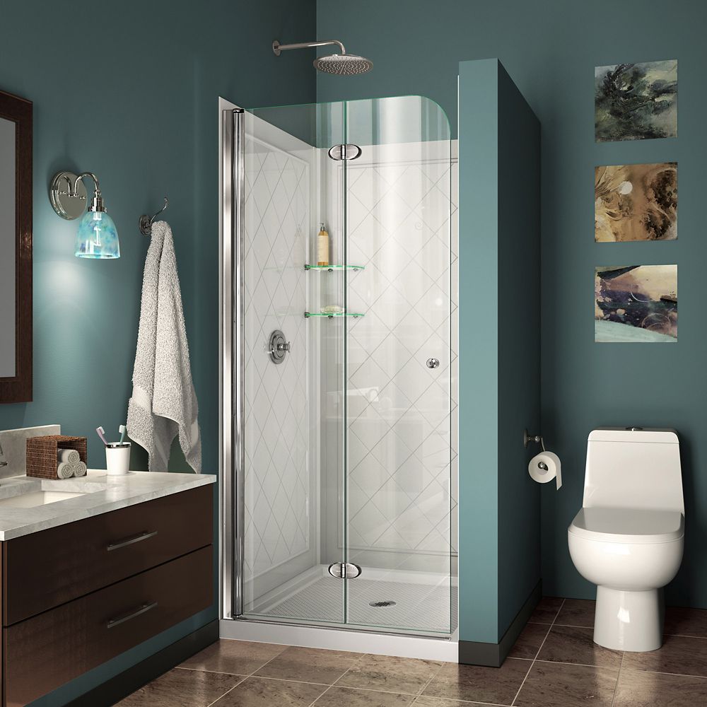 DreamLine Aqua Fold 36 Inch D X 36 Inch W Bi Fold Shower Door In Chrome   P 1001193361 