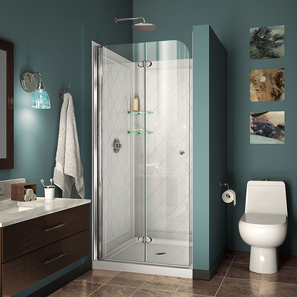 DreamLine Aqua Fold 36 inch D x 36 inch W Bi-Fold Shower Door in Chrome