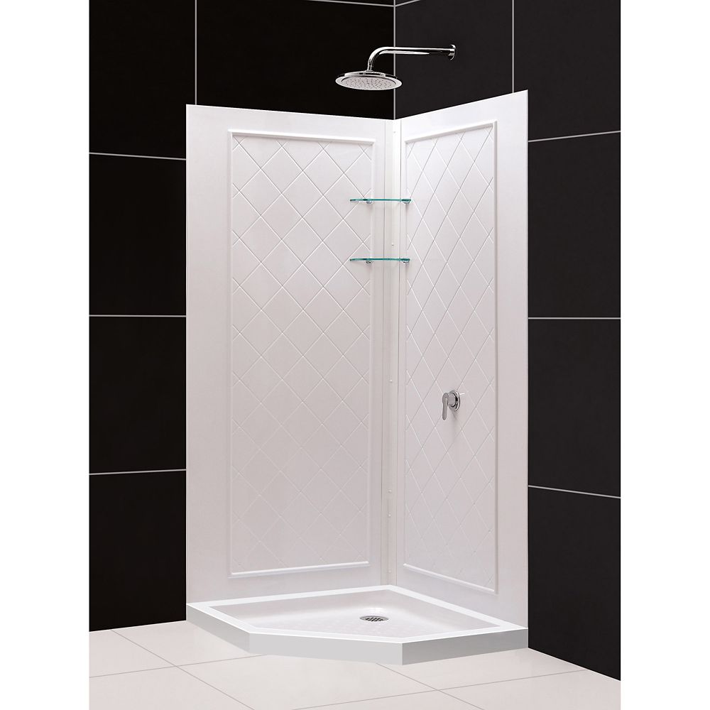 DreamLine 40 Inch X 40 Inch Neo Angle Shower Base And QWALL 4 Acrylic   P 1001193517 