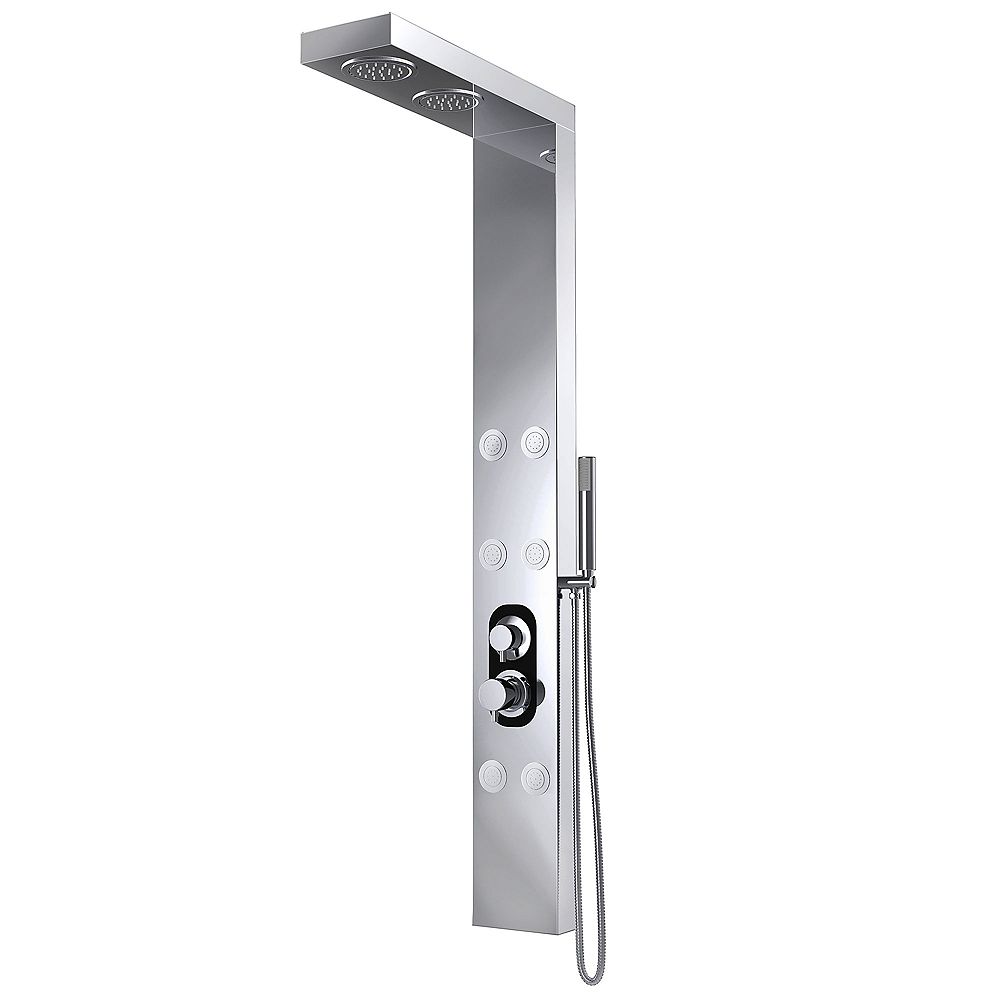 Dreamline Albion 59 1 2 Inch H Shower Panel System With 2 Overhead Shower Heads 6 Body Jet The Home Depot Canada