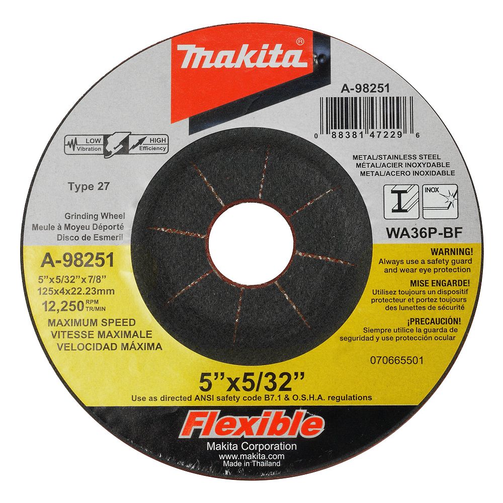 MAKITA 5 inch Flexible Depressed Center Grinding Wheels (Flat With ...