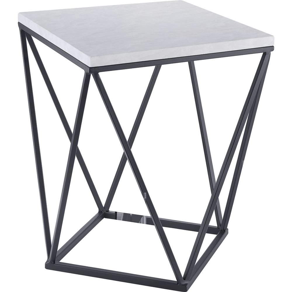 Hampton Bay Side Table In Black With Faux Marble Top The Home Depot Canada