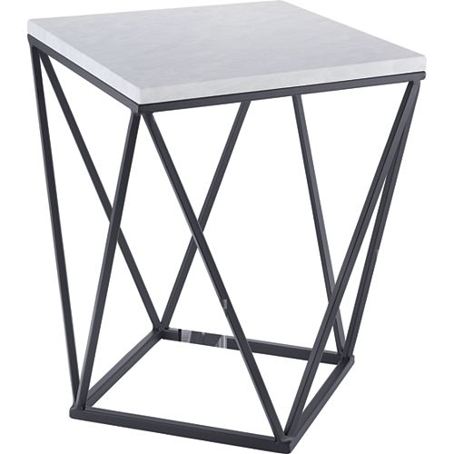 Side Table in Black with Faux Marble Top