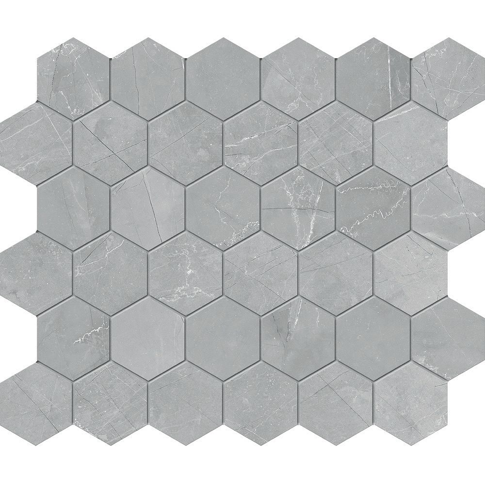 Hd Matte Hexagon Porcelain Mosaic Tile, Gray Mosaic Tile For Shower Floor