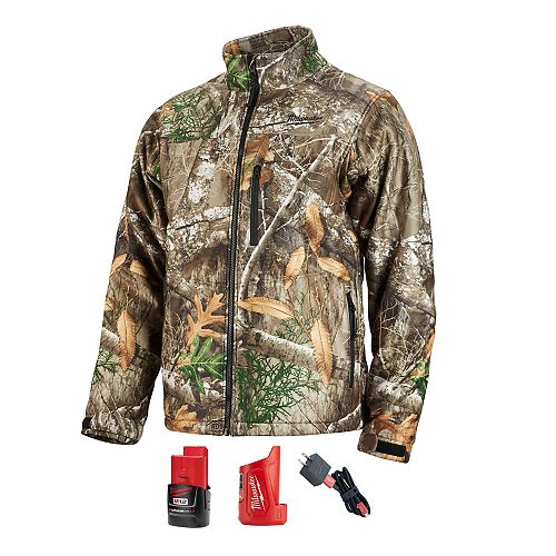 Men's M12 12-Volt Lithium-Ion Cordless RealTree Camo Heated Jacket Kit w/ 2.0Ah Battery