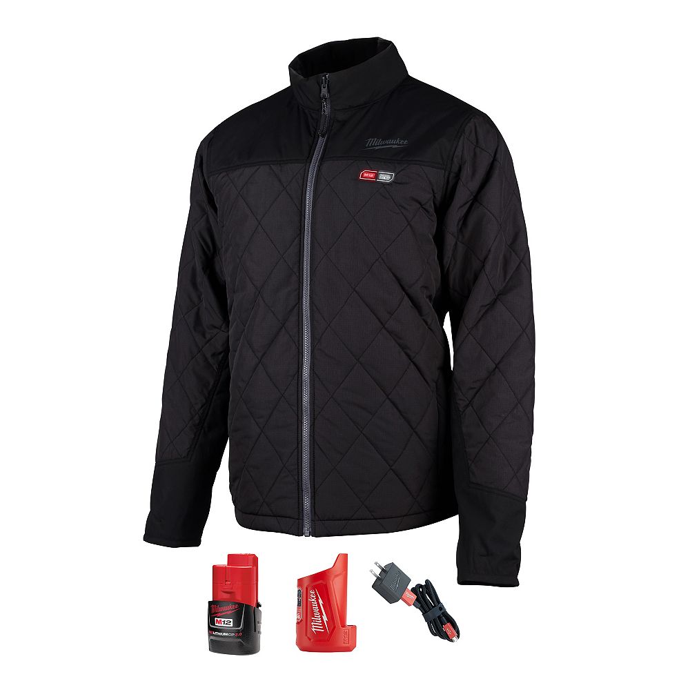 Milwaukee Tool Mens Medium M12 12v Lithium Ion Cordless Axis Black Heated Quilted Jacket 