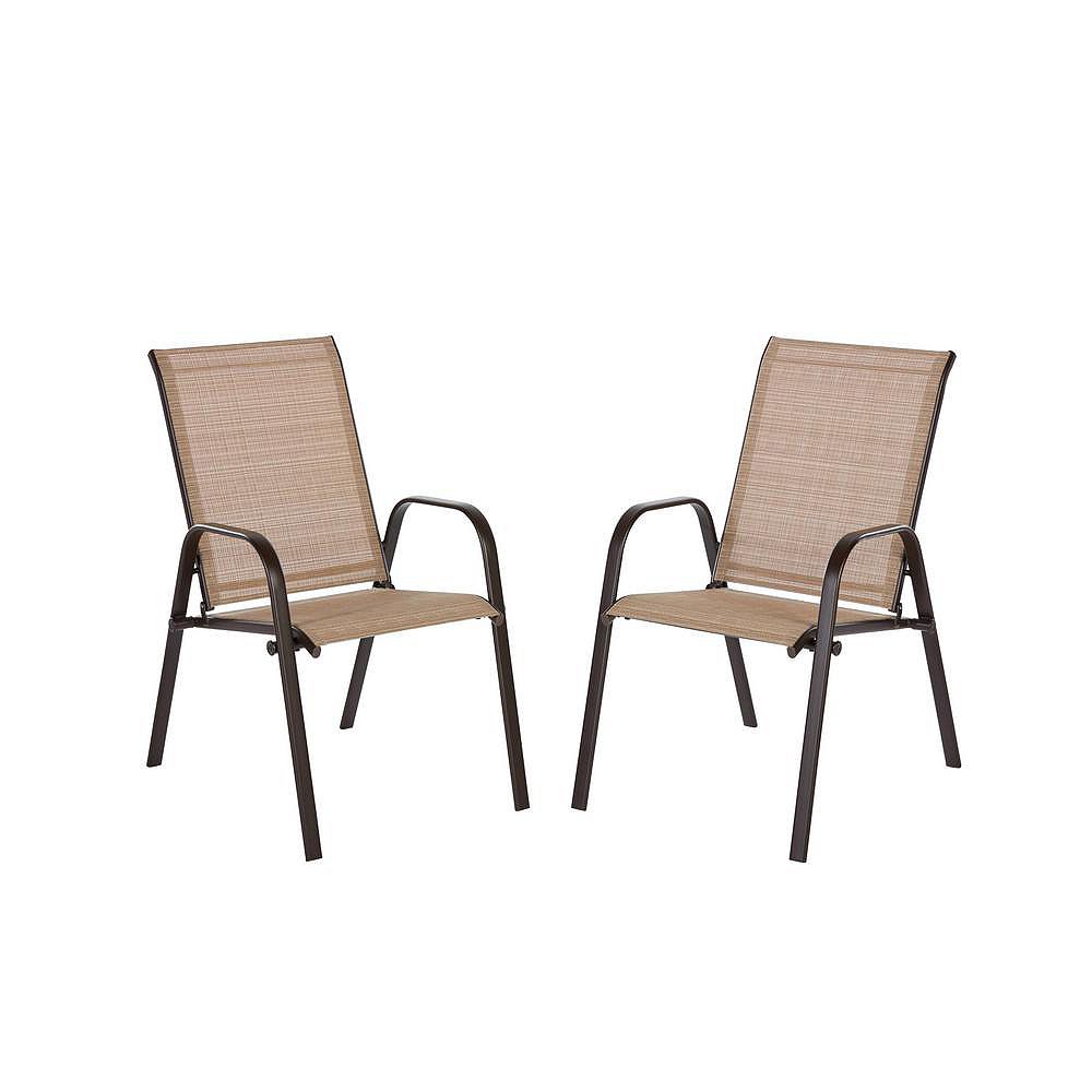 Hampton Bay Wilson Brown Stackable Sling Patio Dining Chair In Cafe 2 Pack The Home Depot Canada - Stackable Patio Dining Chairs Canada