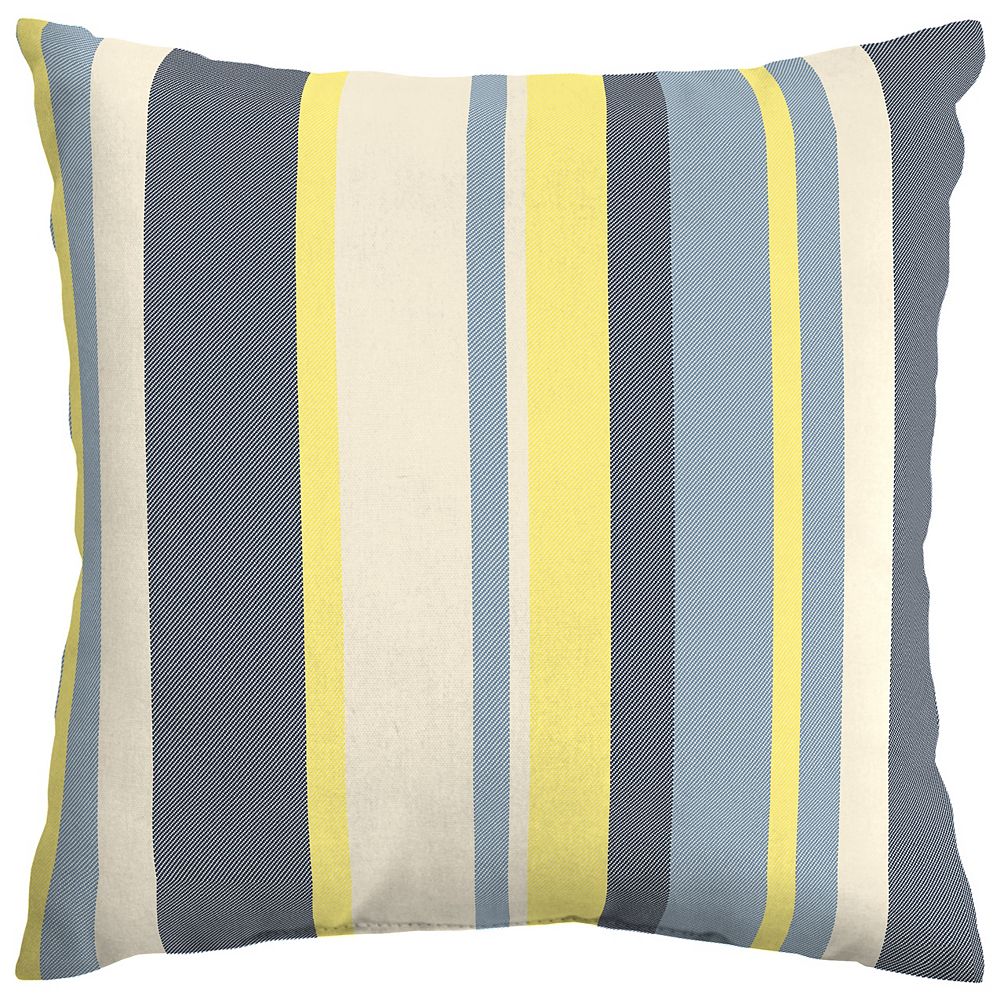 Hampton Bay CushionGuard Yellow Stripe Square Throw Pillow The Home
