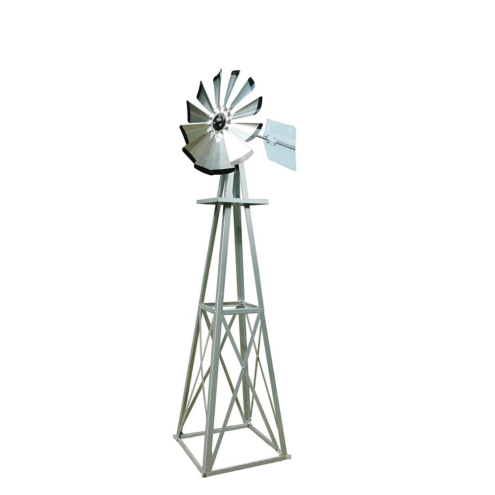 Outdoor Water Solutions Small Galvanized Ornamental Windmill with Black ...