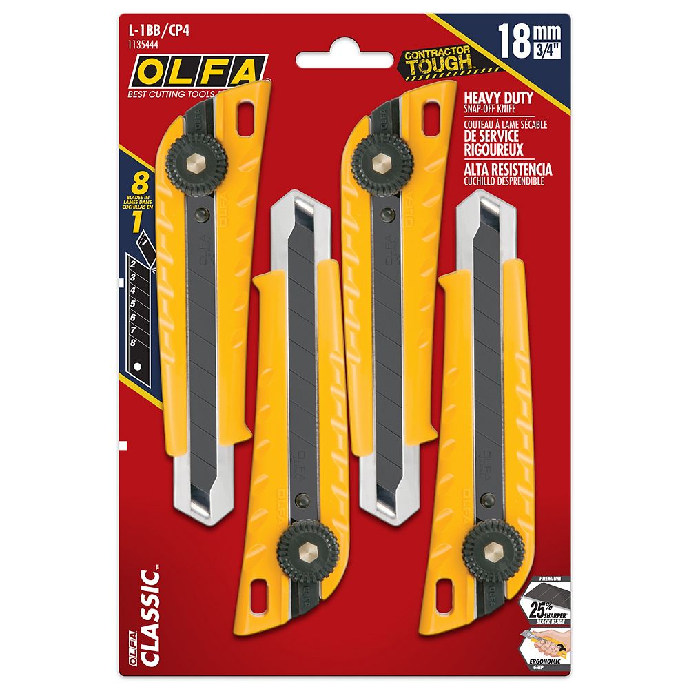 Olfa 18mm SnapOff Utility Knife, 4 pack The Home Depot Canada