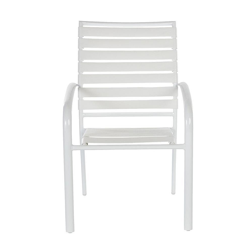 Hampton Bay Sterling White Commercial Grade Aluminum with PVC Strap Outdoor Patio Dining C