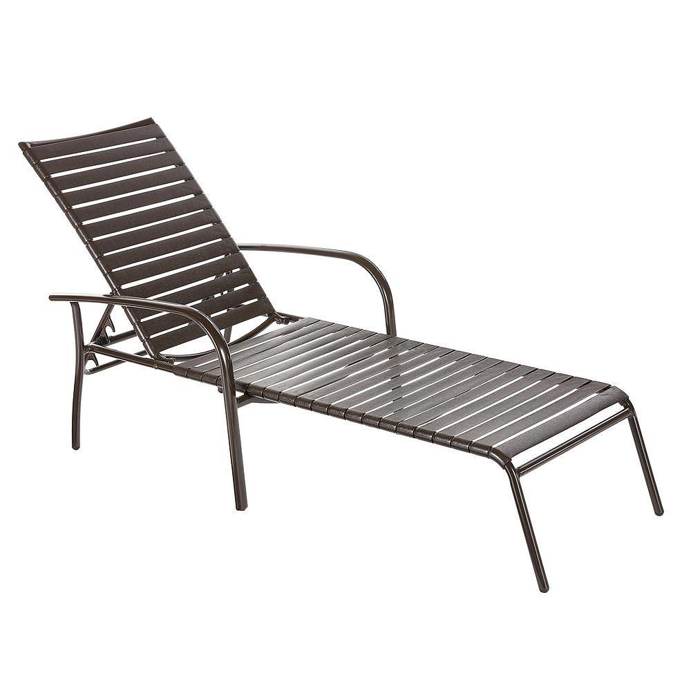 Hampton Bay Sterling Brown Commercial Grade Aluminum With Pvc Strap Outdoor Patio Chaise L 8074