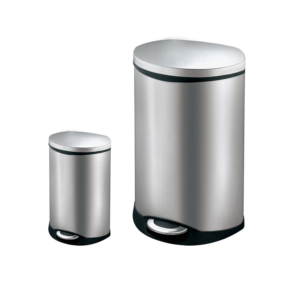 Hdx 50l And 6l Stainless Steel Step Trash Can Set The Home Depot Canada Hdx 50l And 6l Stainless Steel Step, Outdoor Garbage Cans Home Depot Canada