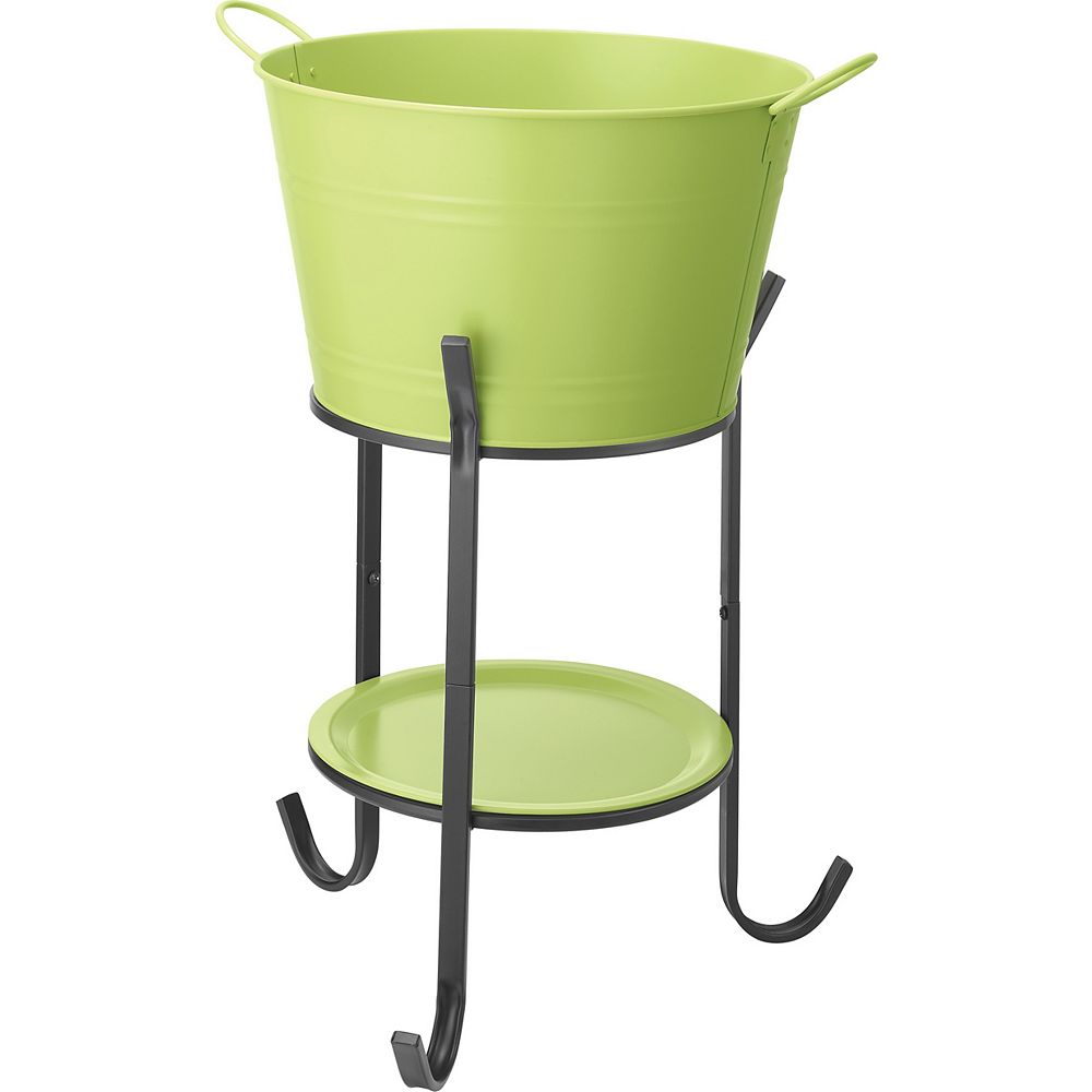 Hampton Bay Party Tub Steel Drinks Bucket with Stand in Pear The Home