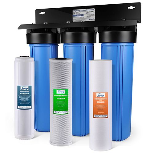 3-Stage Big Blue Whole House Water Filter with Sediment, Carbon Block, Lead Removal Cartridge