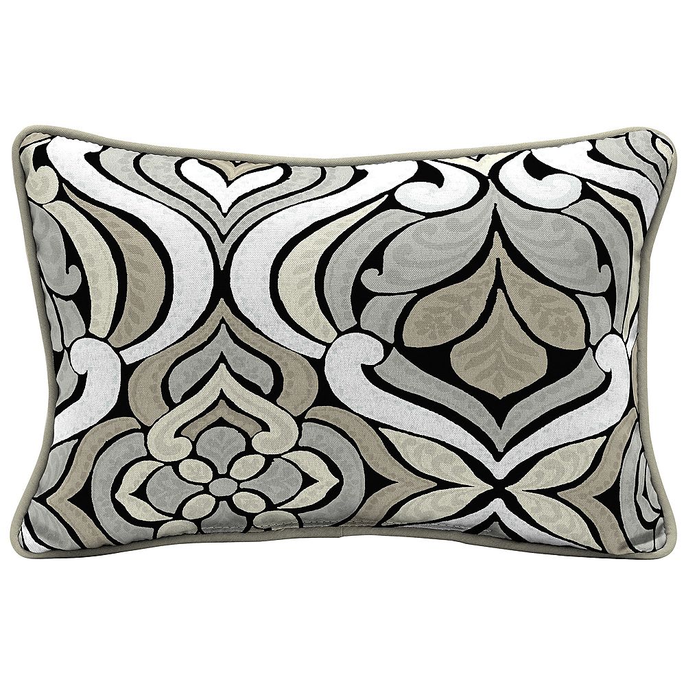 Hampton Bay Black Gray Tile Lumbar Throw Pillow The Home Depot Canada