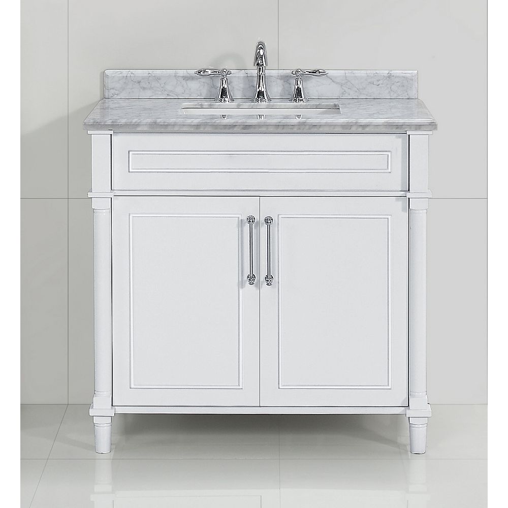 Home Decorators Collection Aberdeen 36, Bathroom Vanities With Carrara Marble Tops