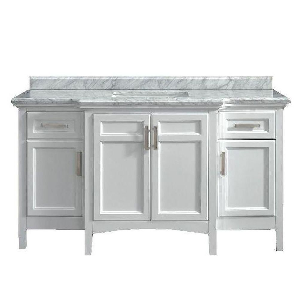 Home Decorators Collection Sassy 60 Inch Vanity In White With Marble Vanity Top In Carrara The Home Depot Canada Home Decorators Collection Sassy 60 Inch Vanity In White With Marble Vanity Top In Carrara The Home Depot Canada