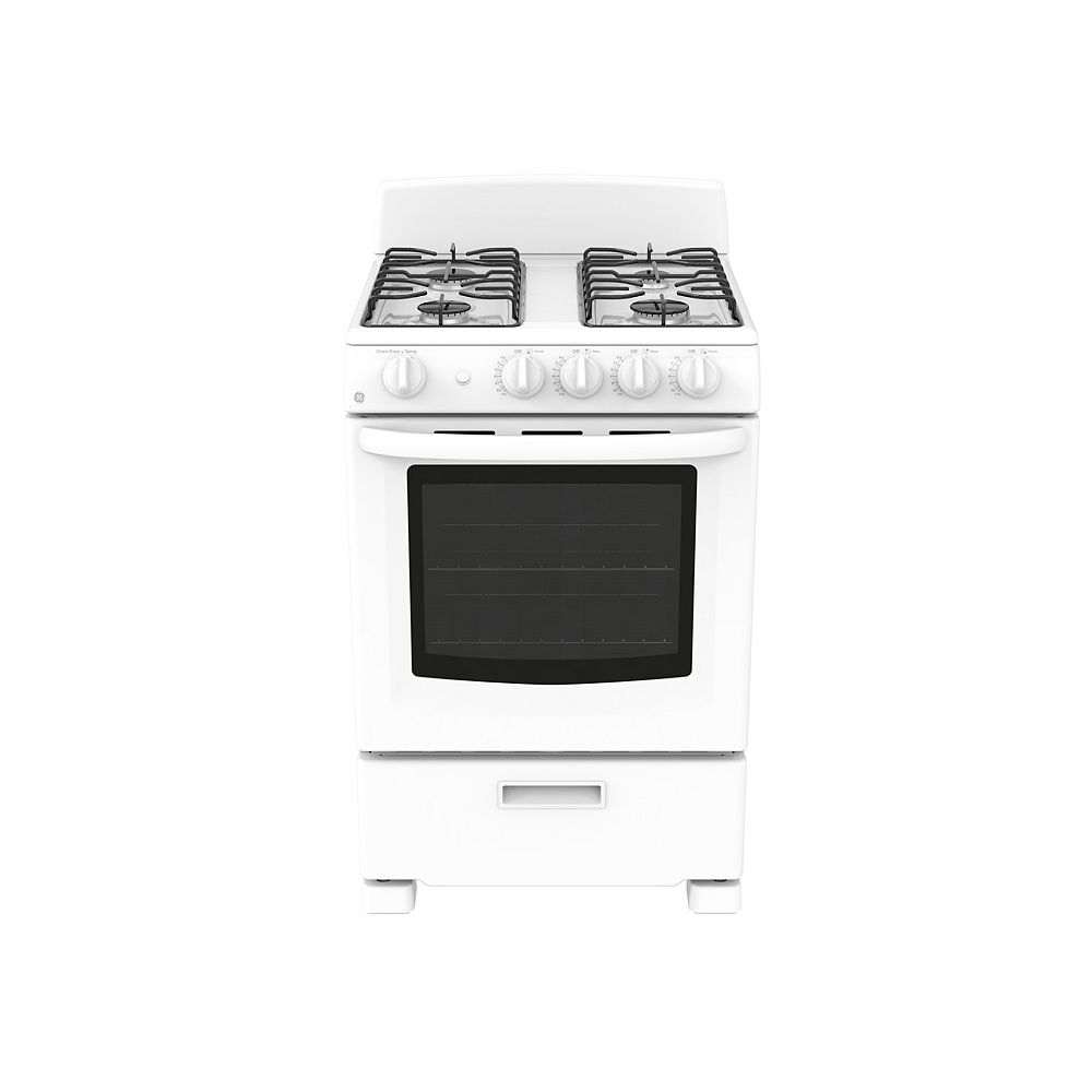 Ge 24 Inch 2 9 Cu Ft Single Oven Gas Range With Manual Cleaning In White The Home Depot Canada