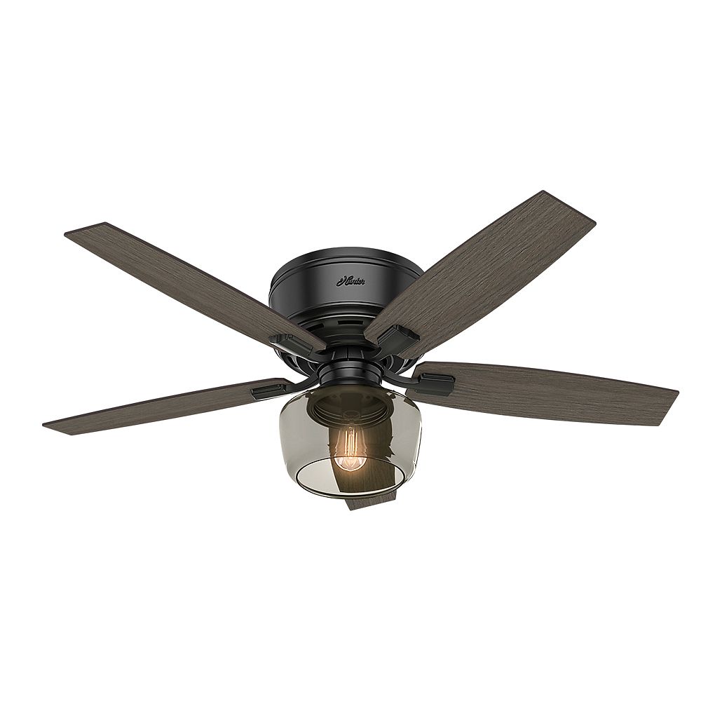 Hunter Bennett 52 inch LED Indoor Low Profile Matte Black Ceiling Fan