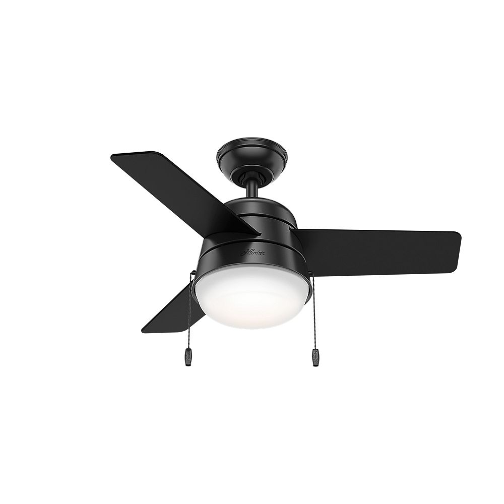 Hunter Aker 36 Inch Led Indoor Matte Black Ceiling Fan With Light The Home Depot Canada