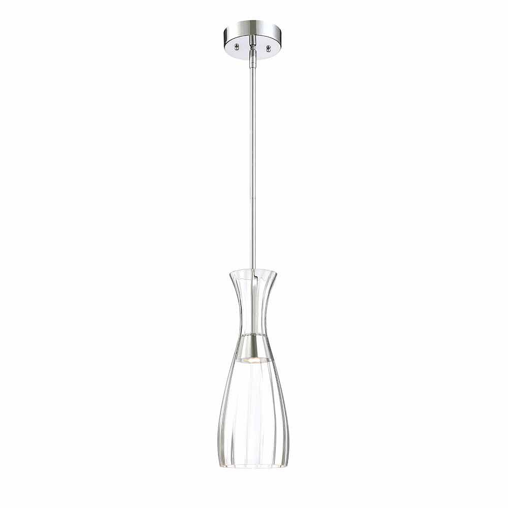 Designers Fountain Integrated Led Mini Pendant Chrome Finish Optic Ribbed Glass Estimate The Home Depot Canada