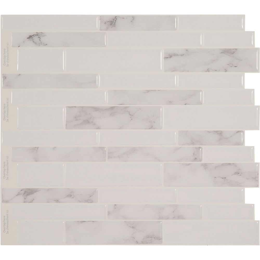 Stick It Tiles White Marble Obl Stickit 1125x10 8 Pack Bulk The Home Depot Canada