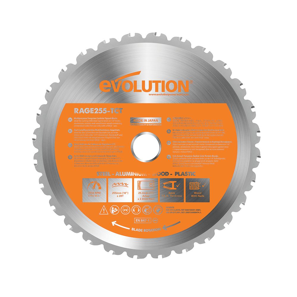Evolution Power Tools MultiMaterial Cutting Blade for RAGE3, 10Inch