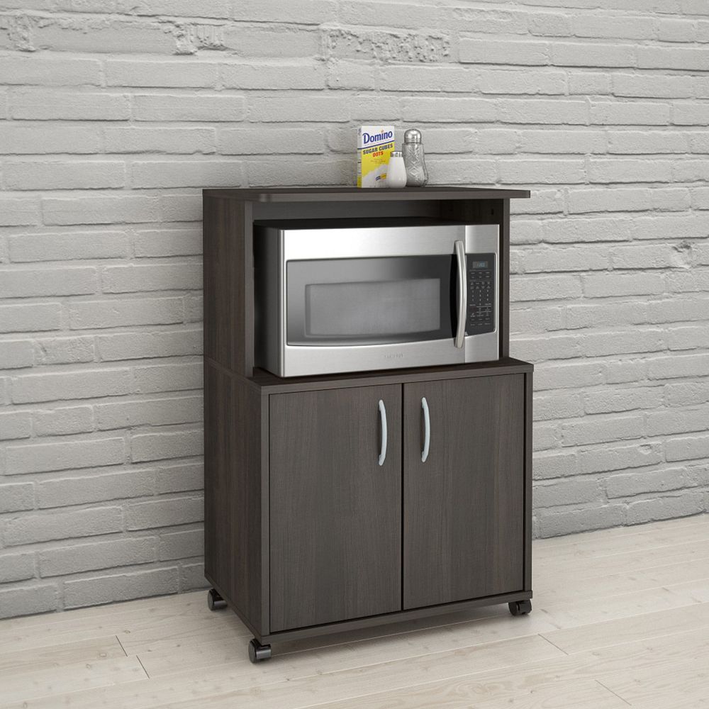 Nexera 2 Door Mobile Microwave Cart Ebony The Home Depot Canada