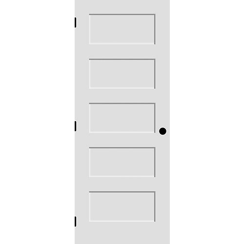 30-inch x 80-inch Primed 5-Panel Shaker Style Door Machined