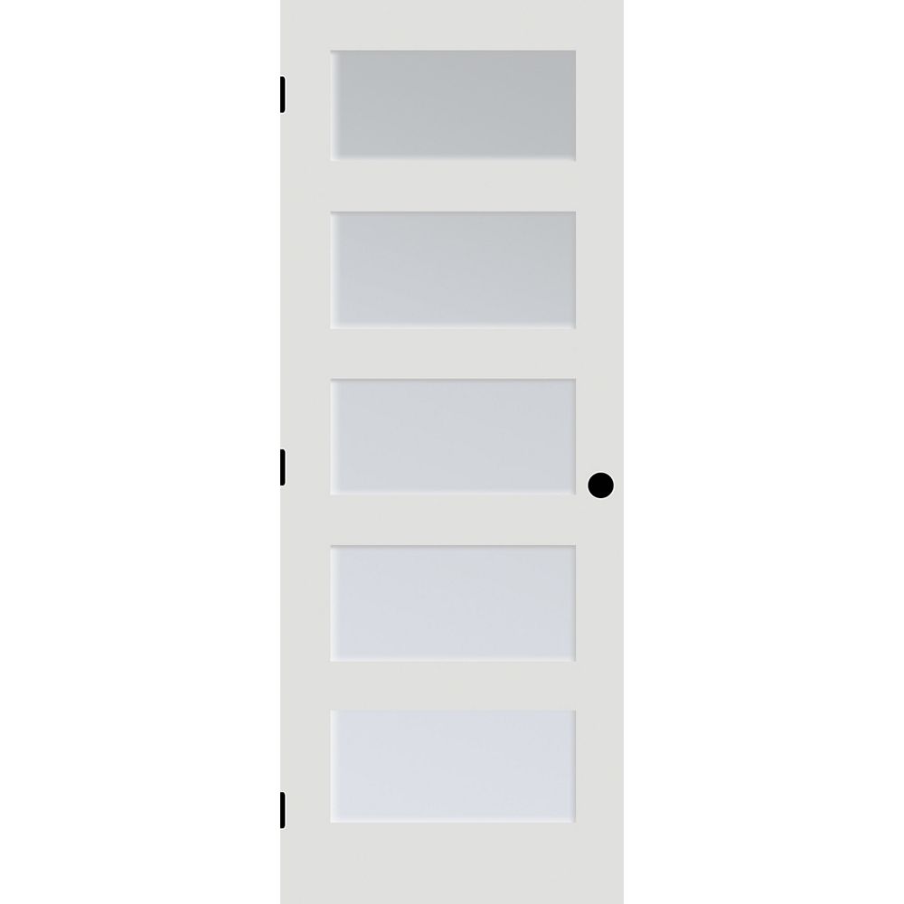 Milette 24x80 Porte française à 5 verres Laminé Blanc en apprêt blanc de style shaker usin Milette 24x80 Porte française à 5 verres Laminé Blanc en apprêt blanc de style shaker usin