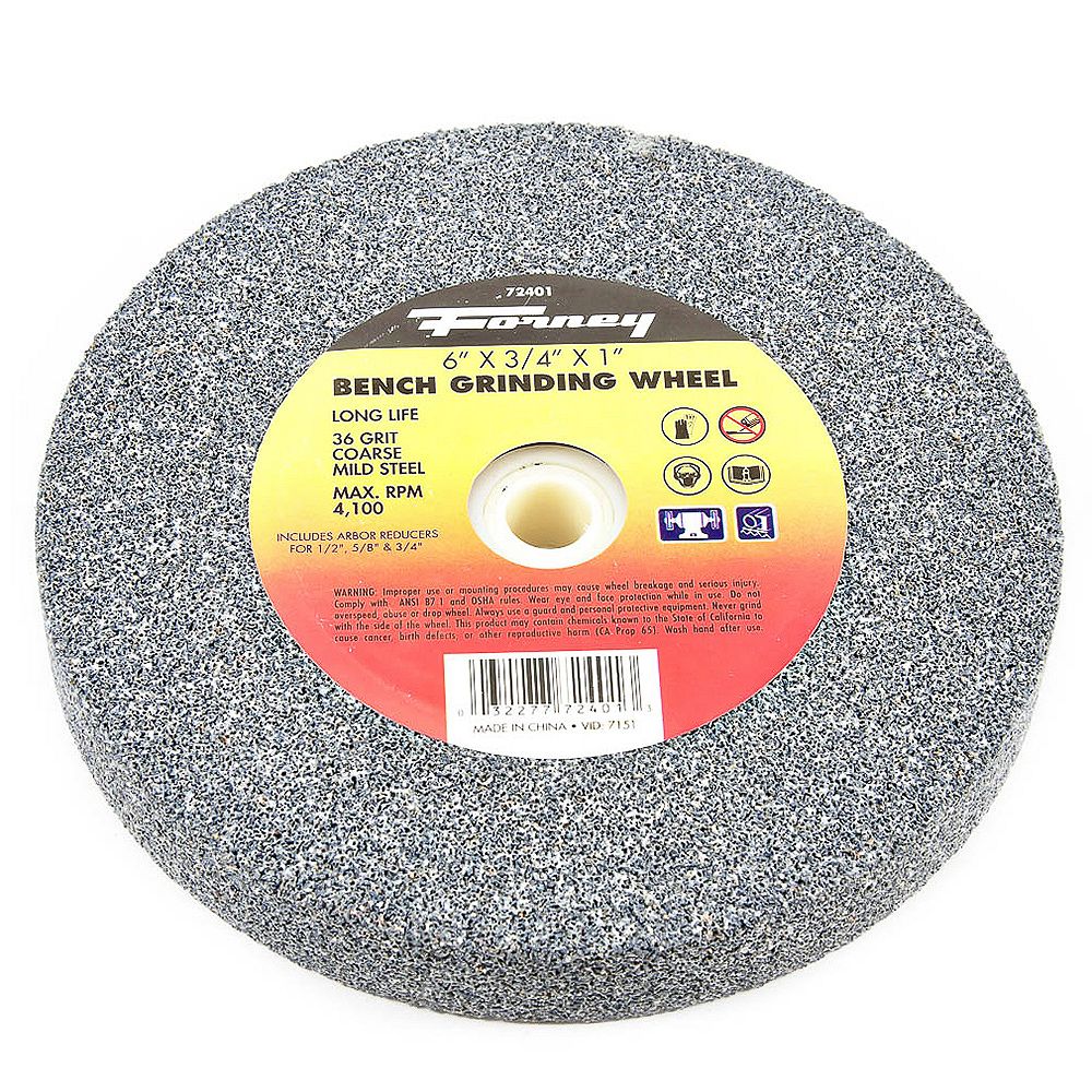 Forney Industries Bench Grinding Wheel, 6 inch x 3/4 inch x 1 inch