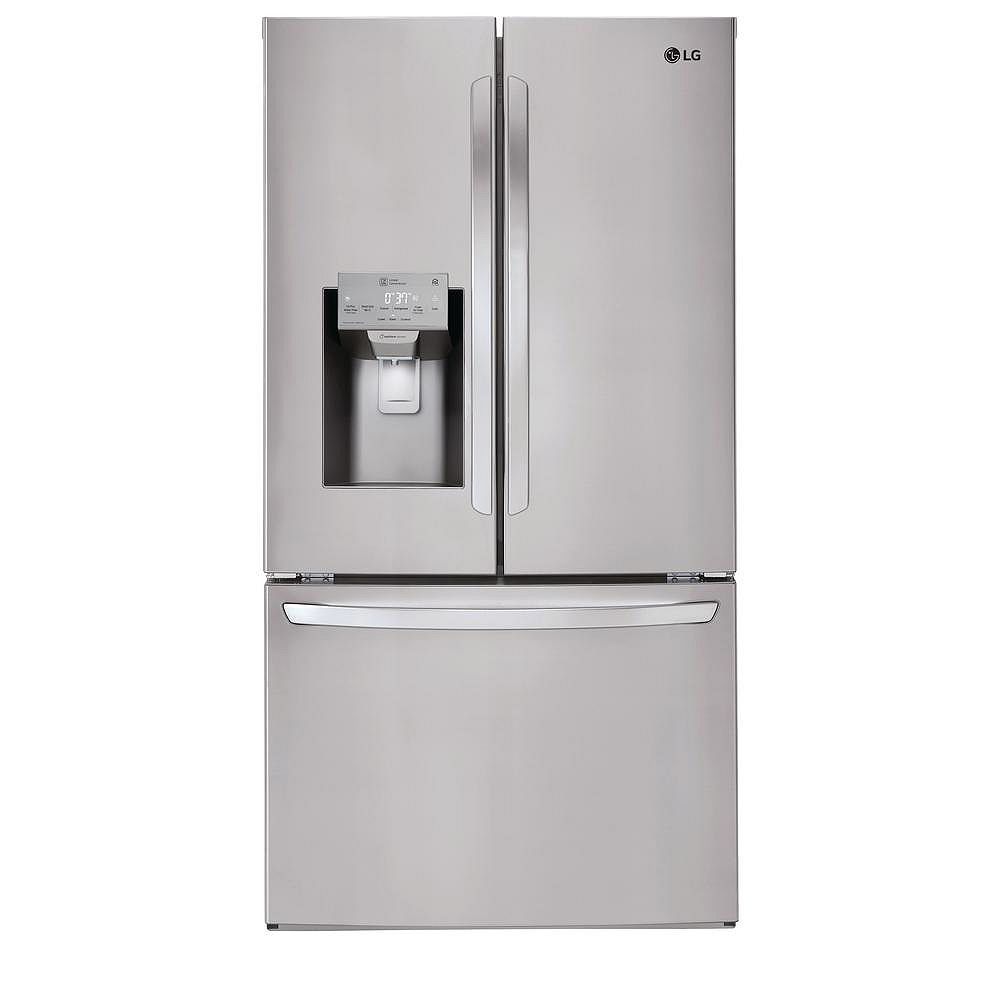 Lg Electronics 36 Inch W 22 Cu Ft French Door Smart Refrigerator With Wi Fi In Smudge Re The Home Depot Canada