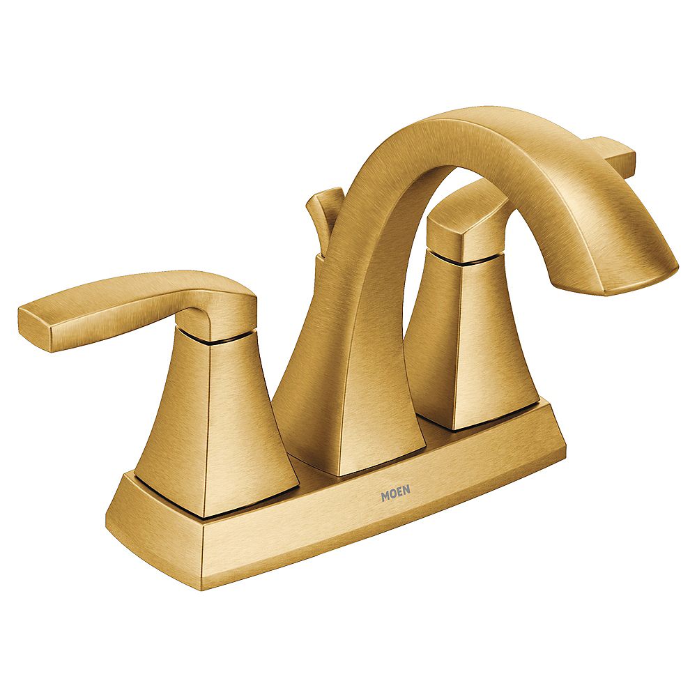 MOEN Voss 4-inch Centerset 2-Handle Bathroom Faucet in Brushed Gold