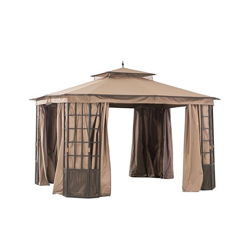 Brenner 10 ft. x 12 ft. Gazebo with Mosquito Netting and Curtain