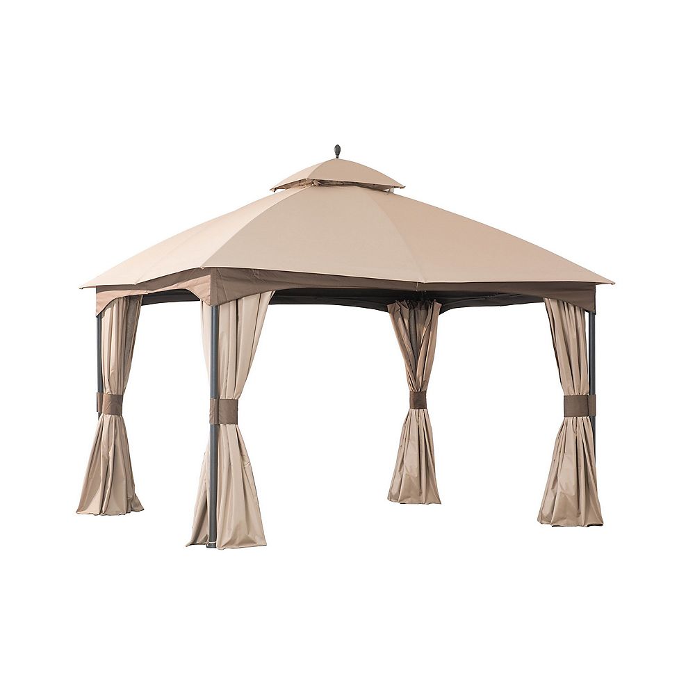 Hampton Bay 10 ft. x 12 ft. Turnberry Outdoor Patio Gazebo with ...