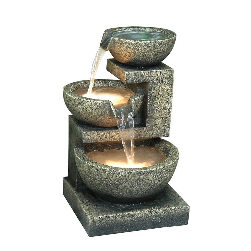 Hi-Line Gift 3 Bowls with 2 LED Warm White Lights Fountain | The Home ...