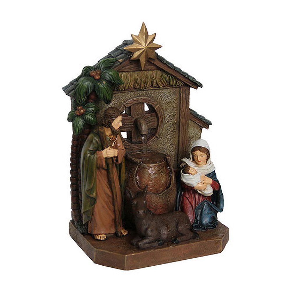 HiLine Gift Nativity Scene with Pouring Jugs and Donkey Fountain The